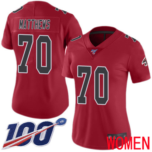 Atlanta Falcons Limited Red Women Jake Matthews Jersey NFL Football 70 100th Season Rush Vapor Untouchable